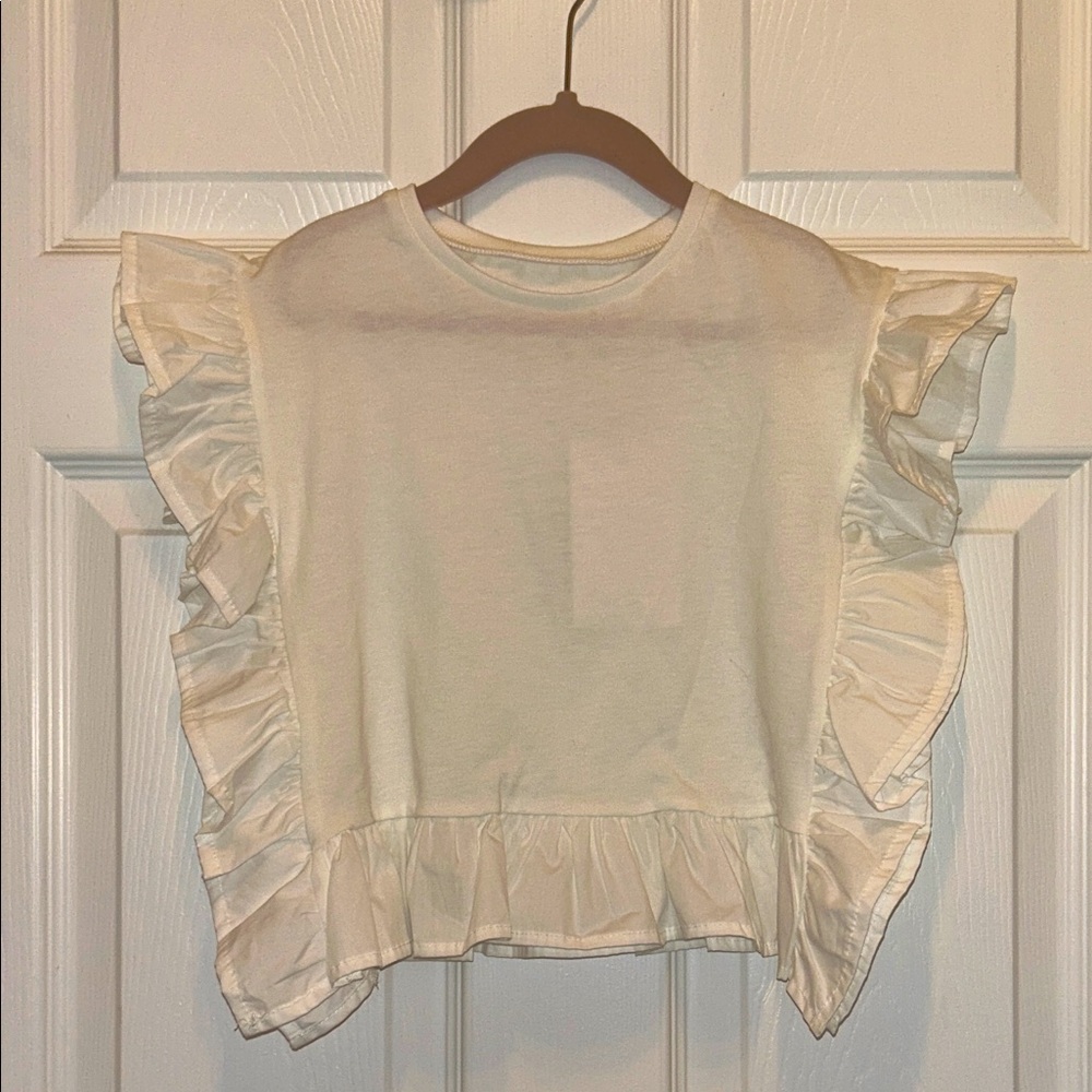 Zara White Ruffle Kids Top NWT